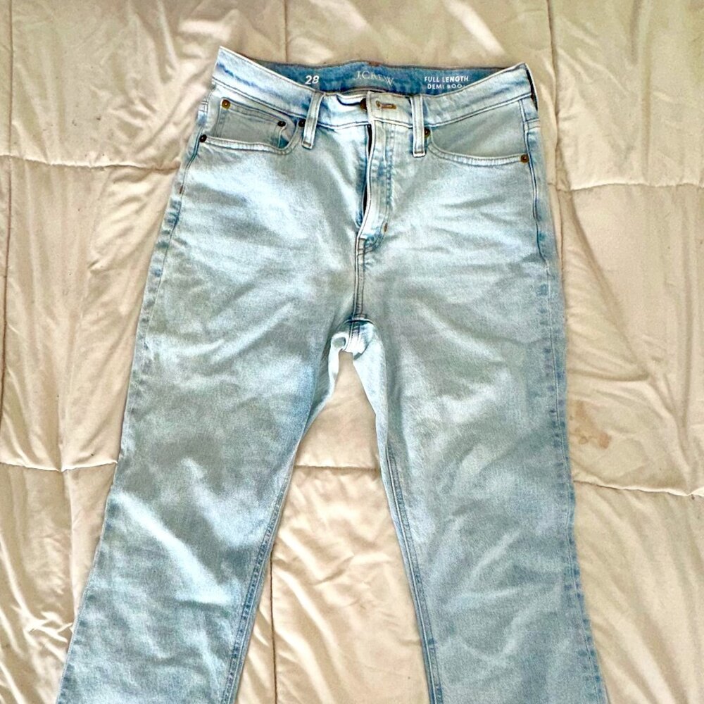 J.Crew Full Length Demi-Boot Jeans Raw Hem Size 28
